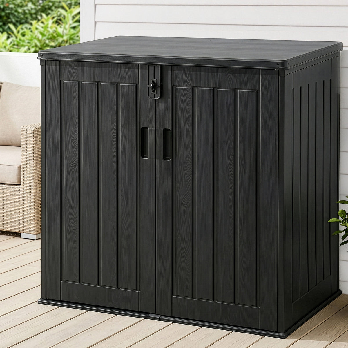 Gardeon Outdoor Storage Box 775L Container Lockable Cabinet Tool Organizer Shed Black
