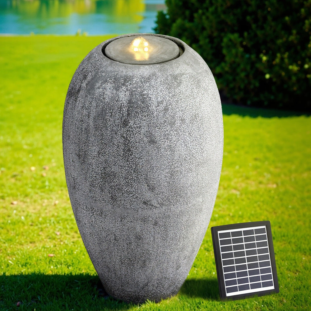 Gardeon Solar Fountain Water Feature Outdoor Fountain LED Lights Beige