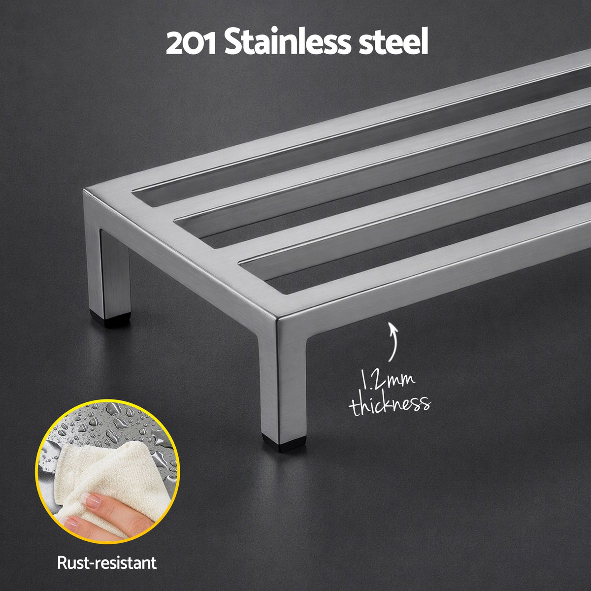 Giantz 60x25cm Dunnage Rack 2-Pack Stainless Steel Kitchen Floor Stand