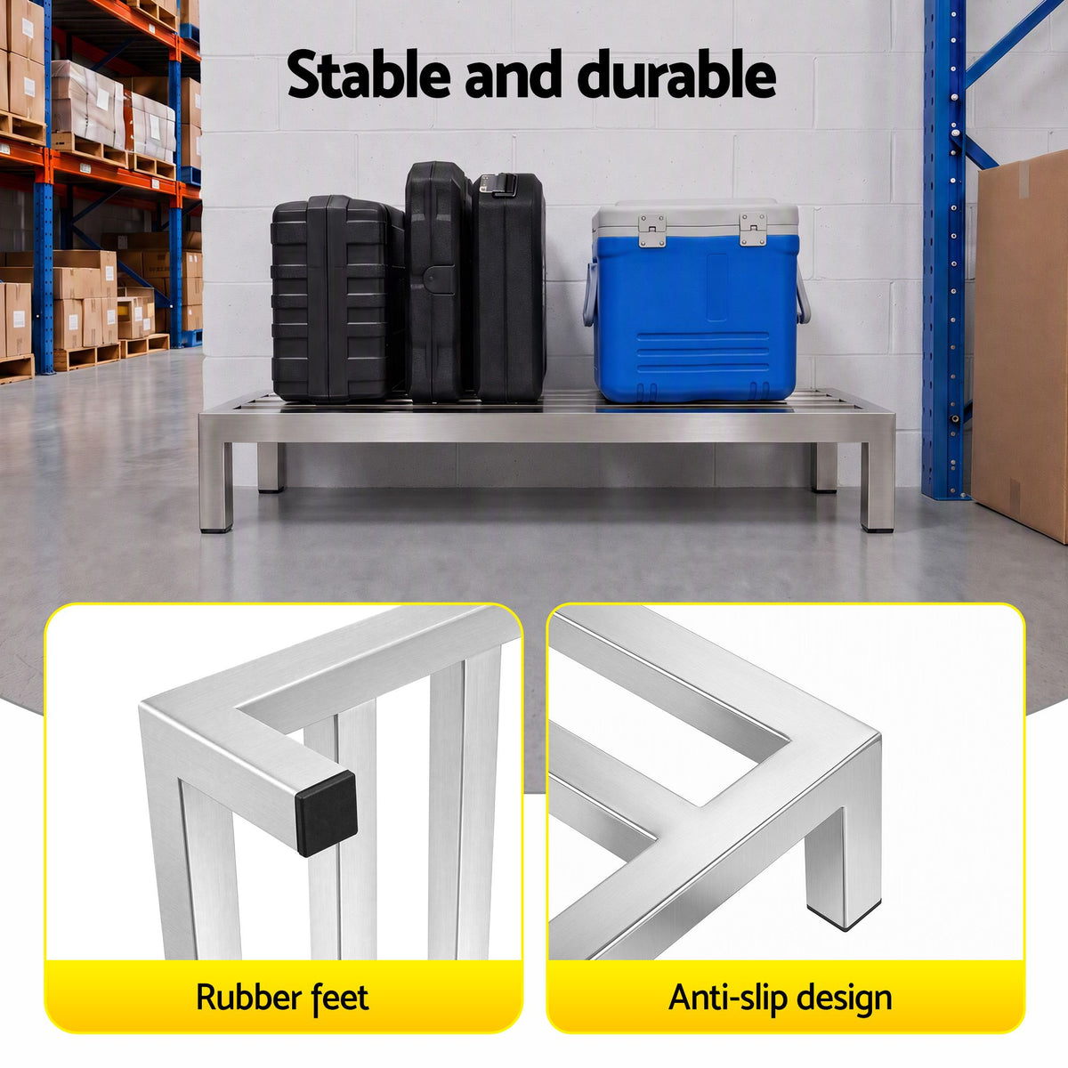 Giantz 60x25cm Dunnage Rack 2-Pack Stainless Steel Kitchen Floor Stand