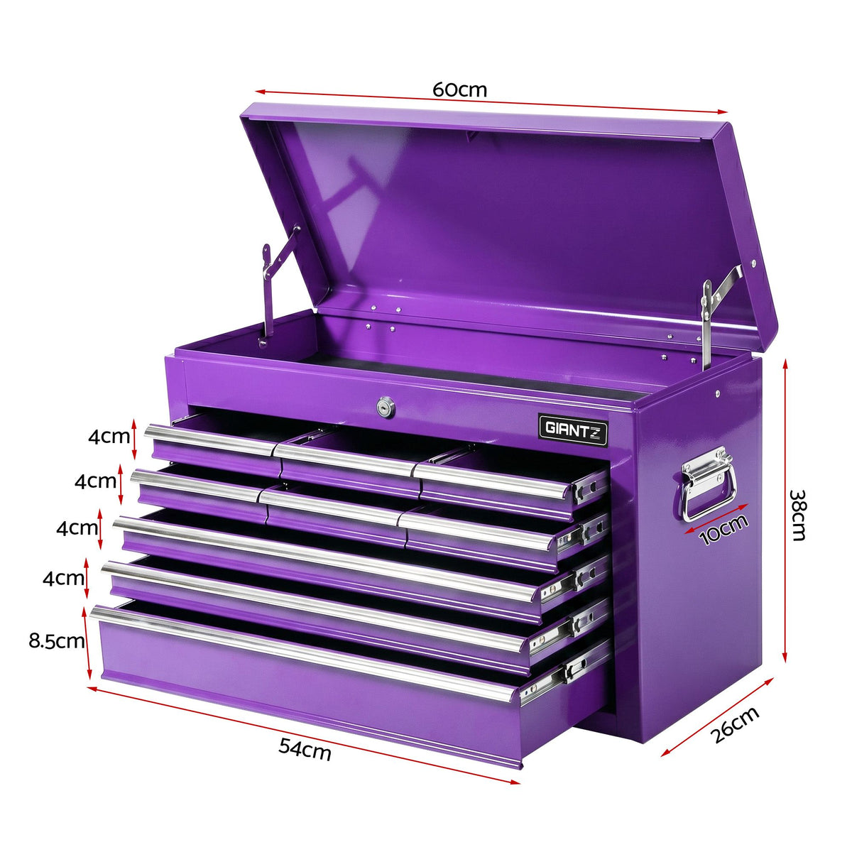 Giantz 9-Drawer Tool Cabinet Chest Toolbox Heavy Duty Garage Storage Organiser Purple