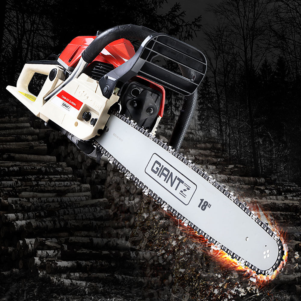 Giantz Chainsaw Petrol 45CC 18" Bar Commercial E-Start Pruning Chain Saw