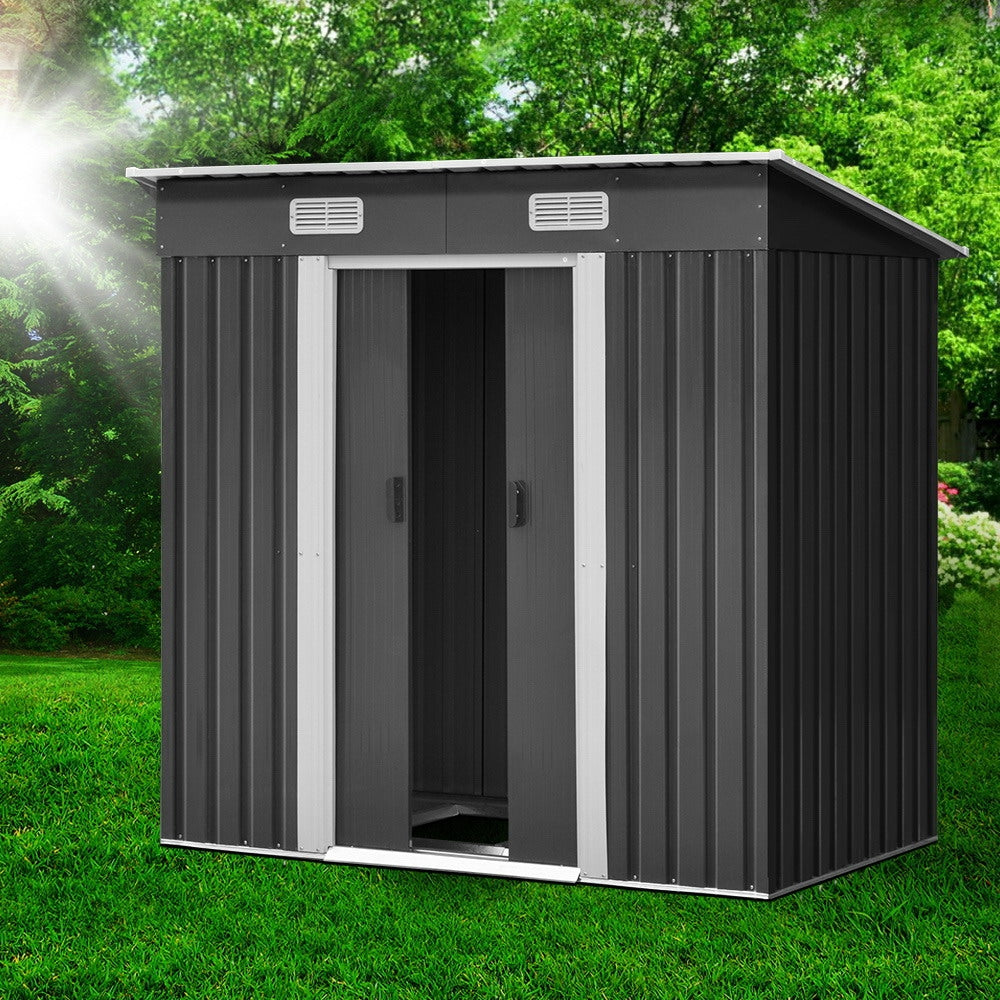 Giantz Garden Shed 1.94x1.21M w/Metal Base Sheds Outdoor Storage Tool Steel House Sliding Door