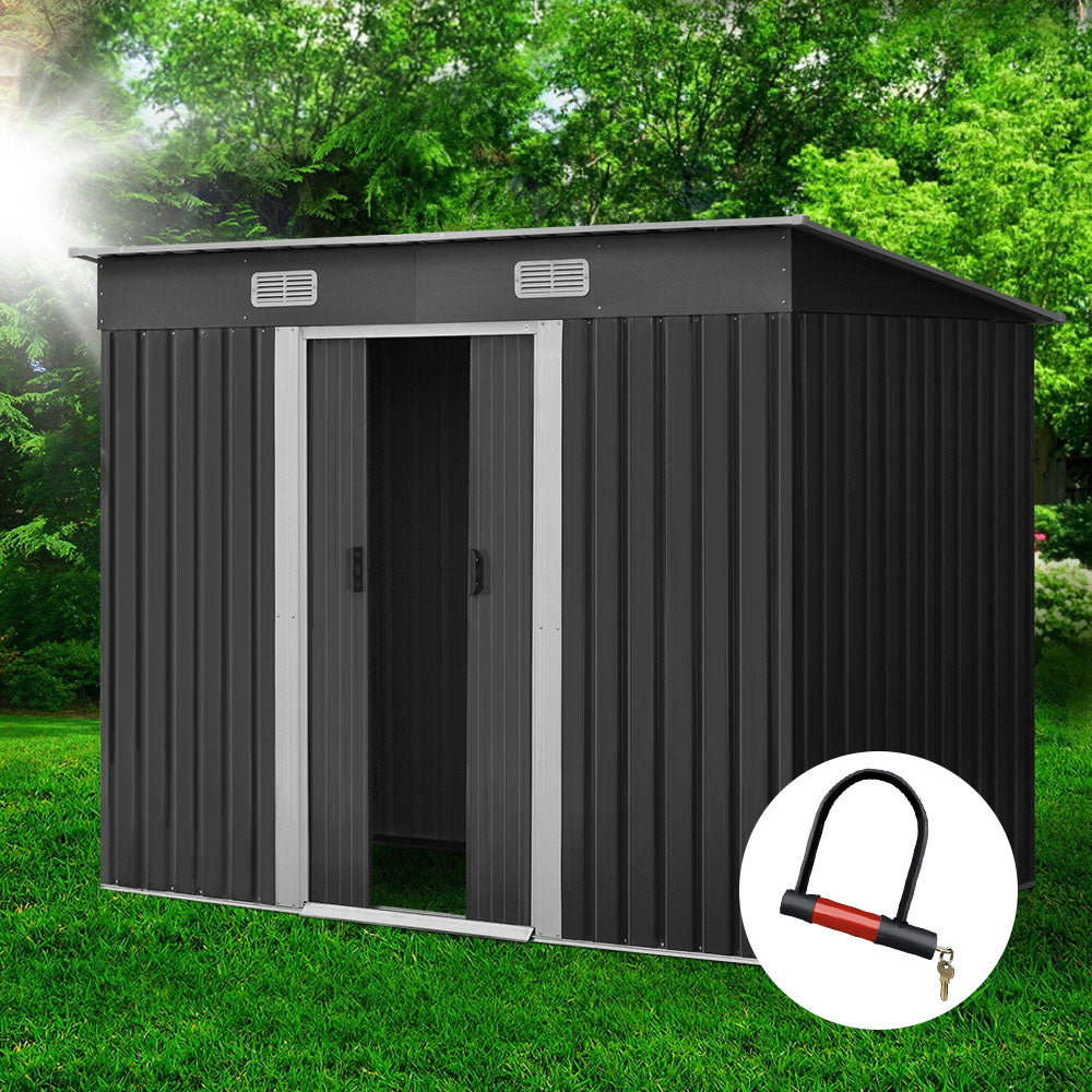 Giantz Garden Shed 2.38x1.31M Sheds Outdoor Storage Tool Metal Workshop Shelter Sliding Door
