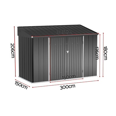 Giantz Garden Shed Galvanised Steel 3.05x1.5M Outdoor Storage Shed Workshop House Shelter