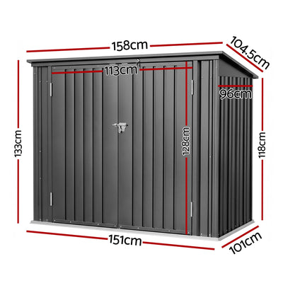 Giantz Garden Shed Wheelie Bin Storage Enclosure Outdoor Lockable Steel Cabinet