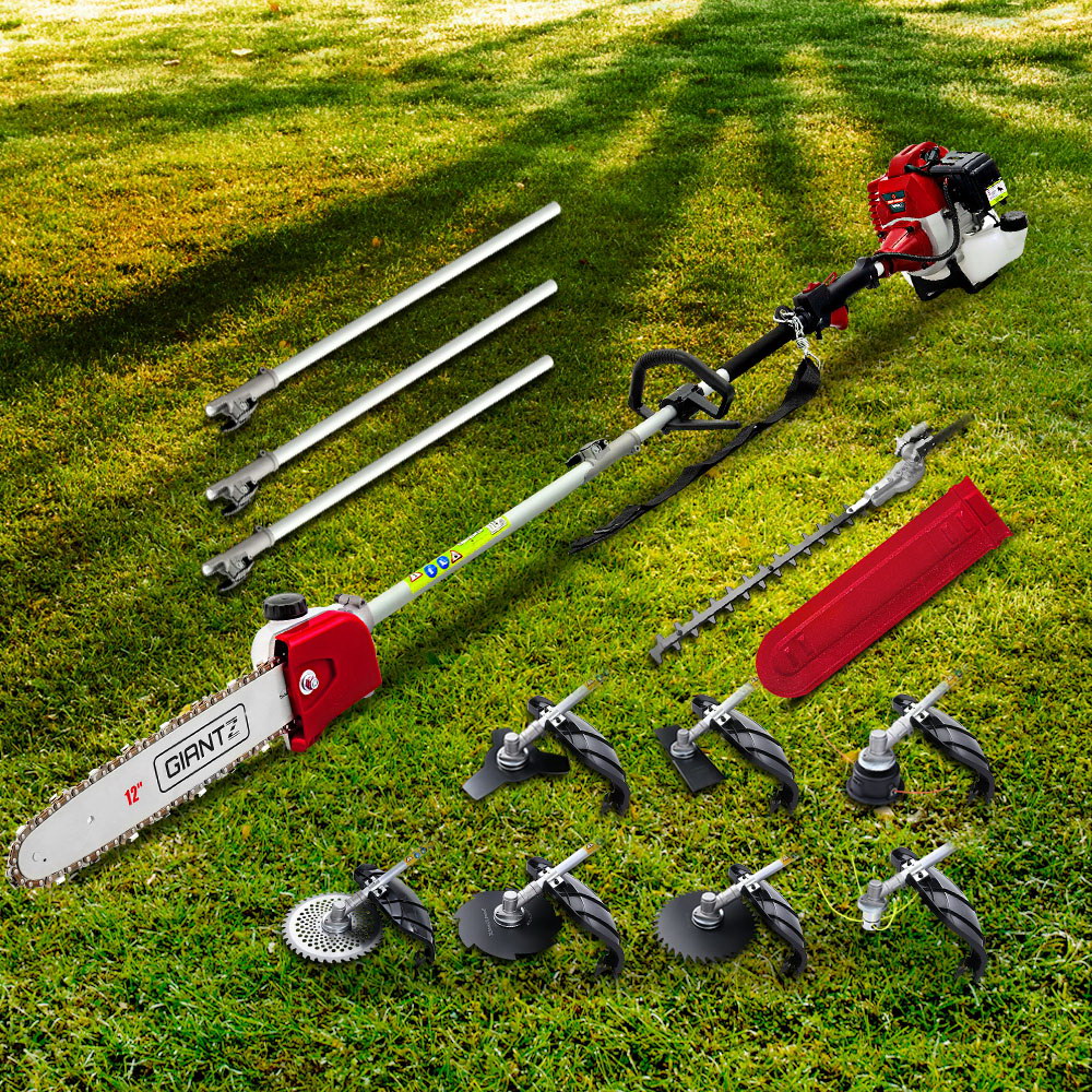 Giantz Pole Chainsaw 2 Stroke Petrol Tree Pruner Long Reach Saw 12 Inch Bar 9 In 1