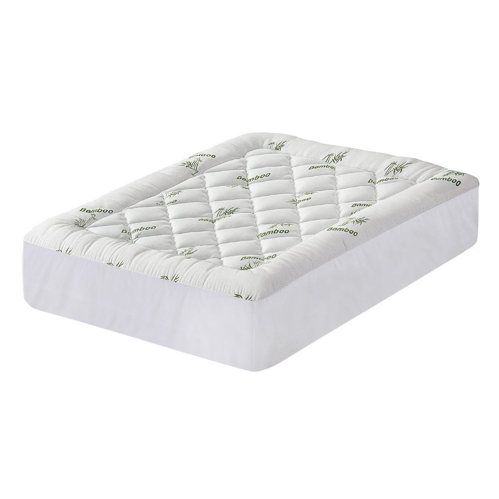 Giselle Bedding 5cm Pillowtop Mattress Topper 1000GSM Thick Soft Bamboo Cooling Pad for Back Pain Relief & Guest Bed, Washable Overfilled Cover with 45cm Deep Pocket Double
