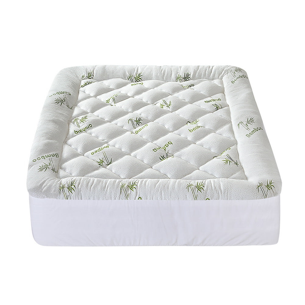 Giselle Bedding 5cm Pillowtop Mattress Topper 1000GSM Thick Soft Bamboo Cooling Pad for Back Pain Relief & Guest Bed, Washable Overfilled Cover with 45cm Deep Pocket Double