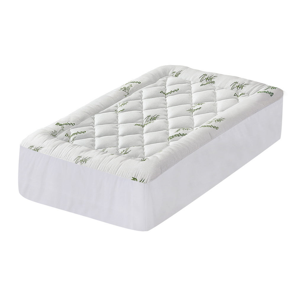 Giselle Bedding 5cm Pillowtop Mattress Topper 1000GSM Thick Soft Bamboo Cooling Pad for Back Pain Relief & Guest Bed, Washable Overfilled Cover with 45cm Deep Pocket King Single
