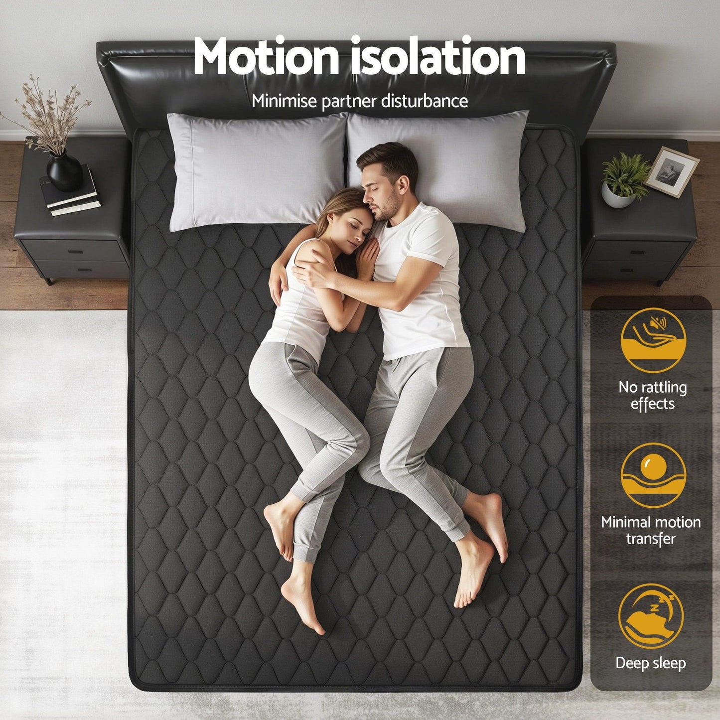 Giselle Bedding King Mattress 34cm Euro Top with 5-Zone Pocket Spring Support Black