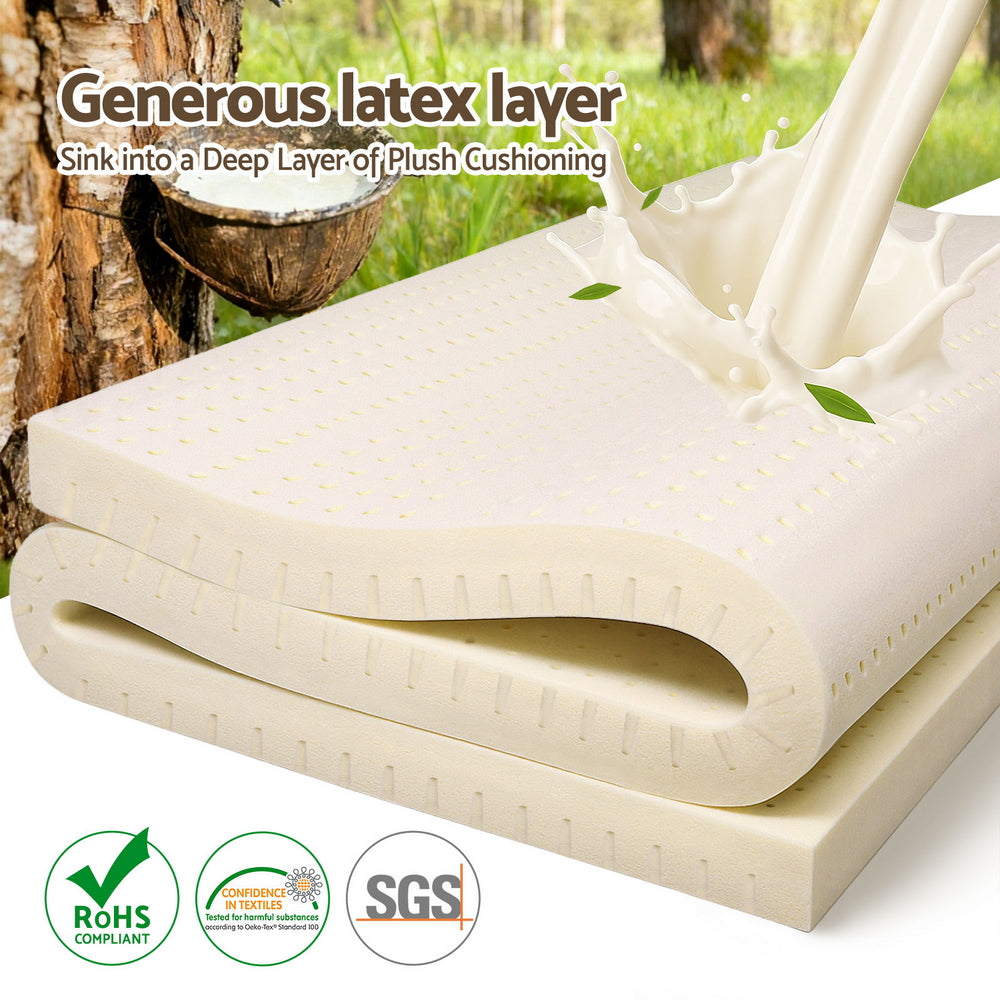 Giselle Bedding Latex Mattress Topper, 7.5cm Thick 7-Zone Pressure Relief Bed Pad with Washable Cover, Cooling Breathable Mat for Side Sleepers & Back Pain, Beige King