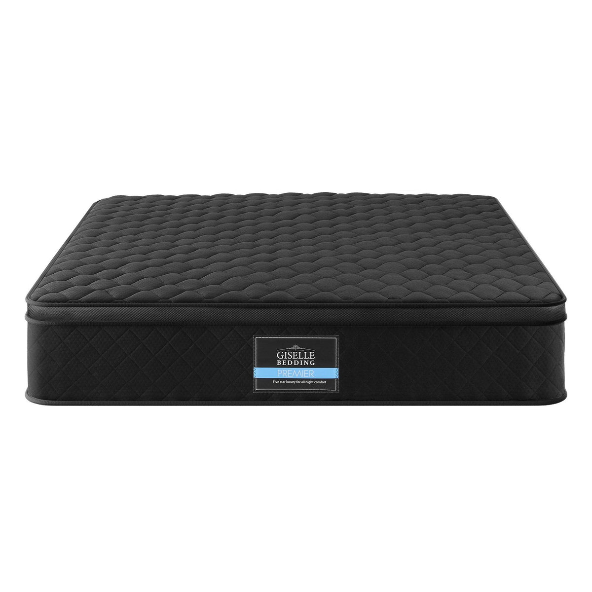 Giselle Bedding Queen Mattress 34cm Euro Top with 5-Zone Pocket Spring Support Black