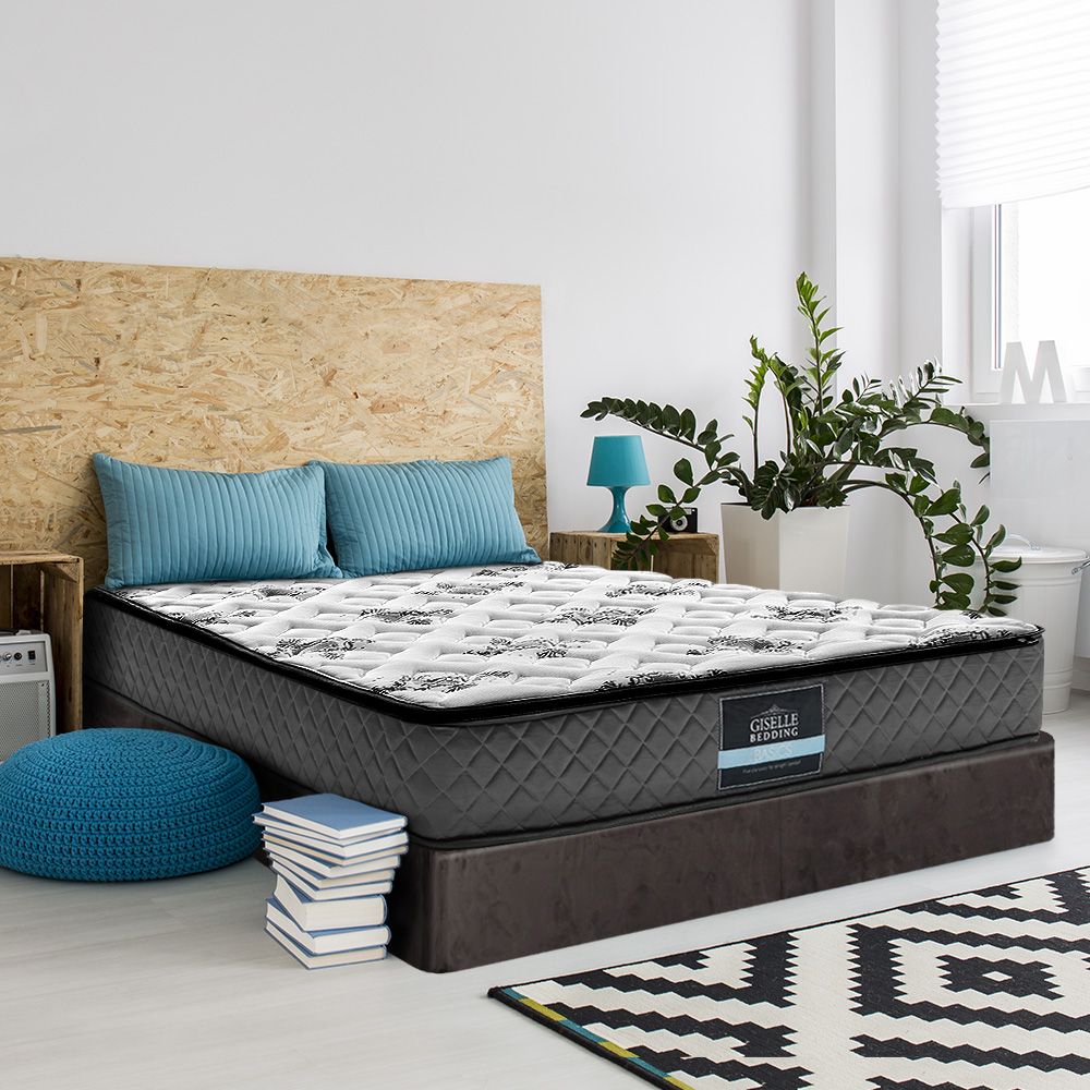 Giselle Bedding Single Mattress 24cm Pillow Top Bonnell Spring Egg Crate