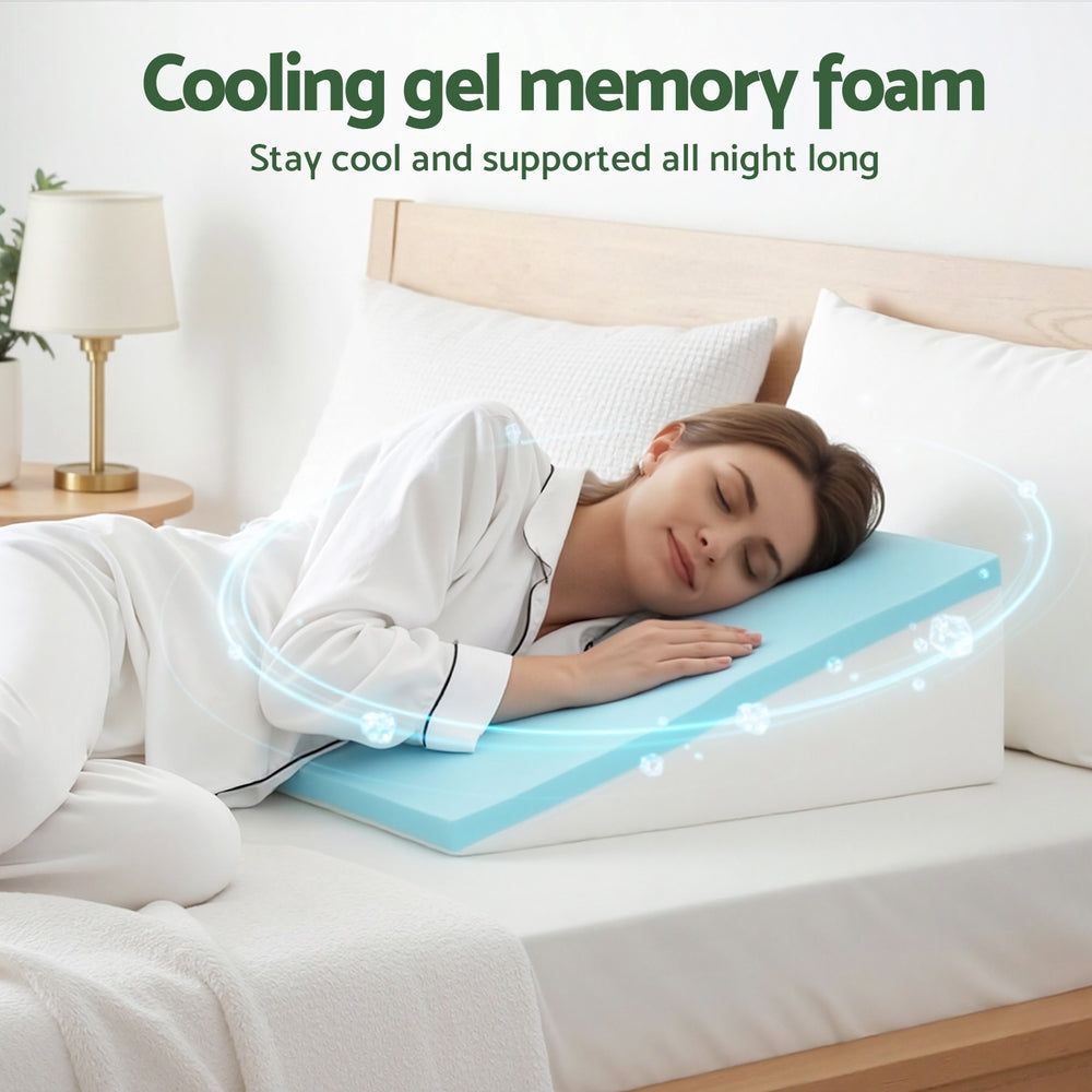 Giselle Bedding Wedge Pillow Gel Memory Foam Ergonomic Support Bamboo Cover