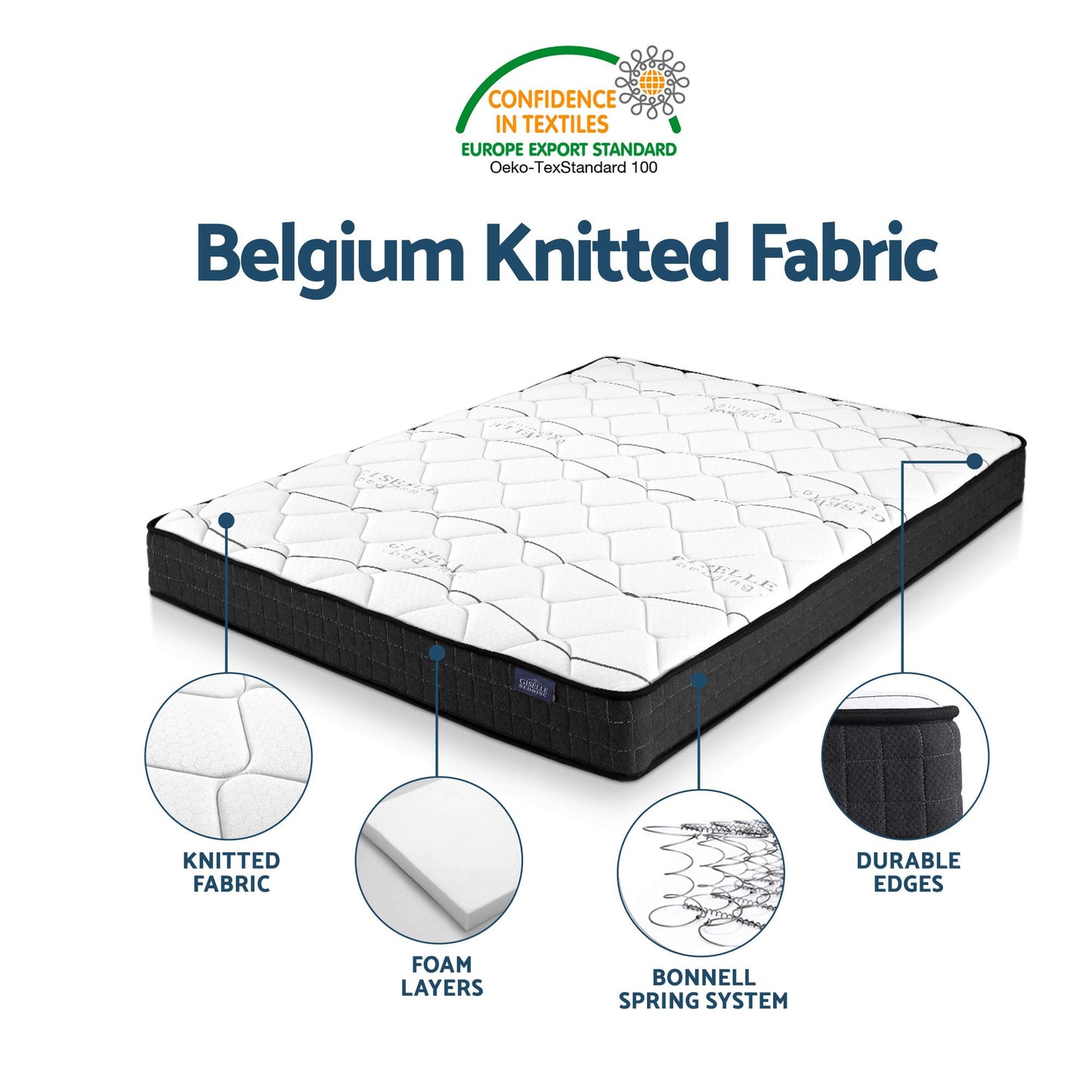 Giselle Double Mattress 16cm and Artiss Metal Bed Frame Set for Guest Rooms Studios