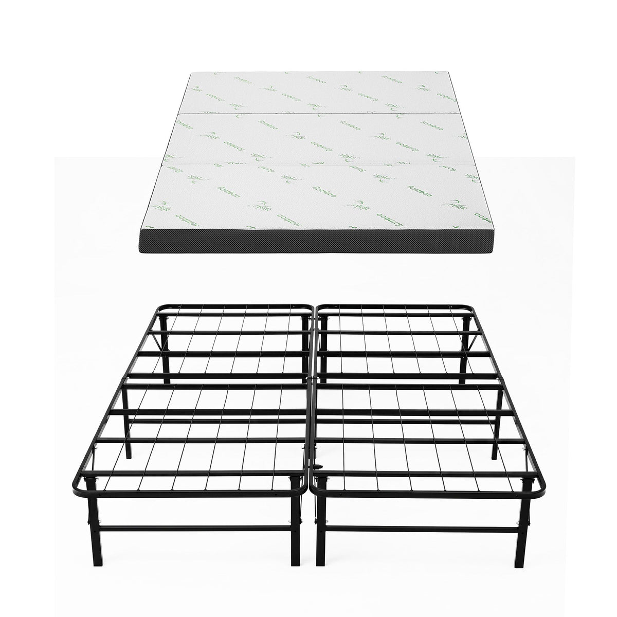 Giselle Folding Bed with Mattress Double Portable Foldable Guest Bed Bamboo Cover