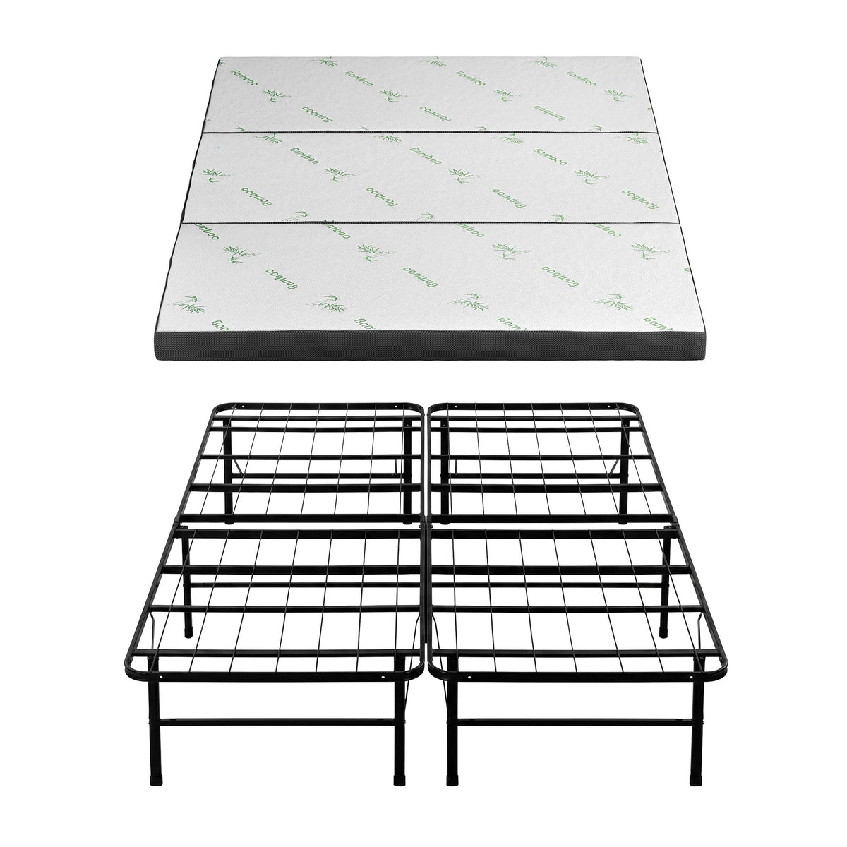 Giselle Folding Bed with Mattress Queen Portable Foldable Guest Bed Bamboo Cover