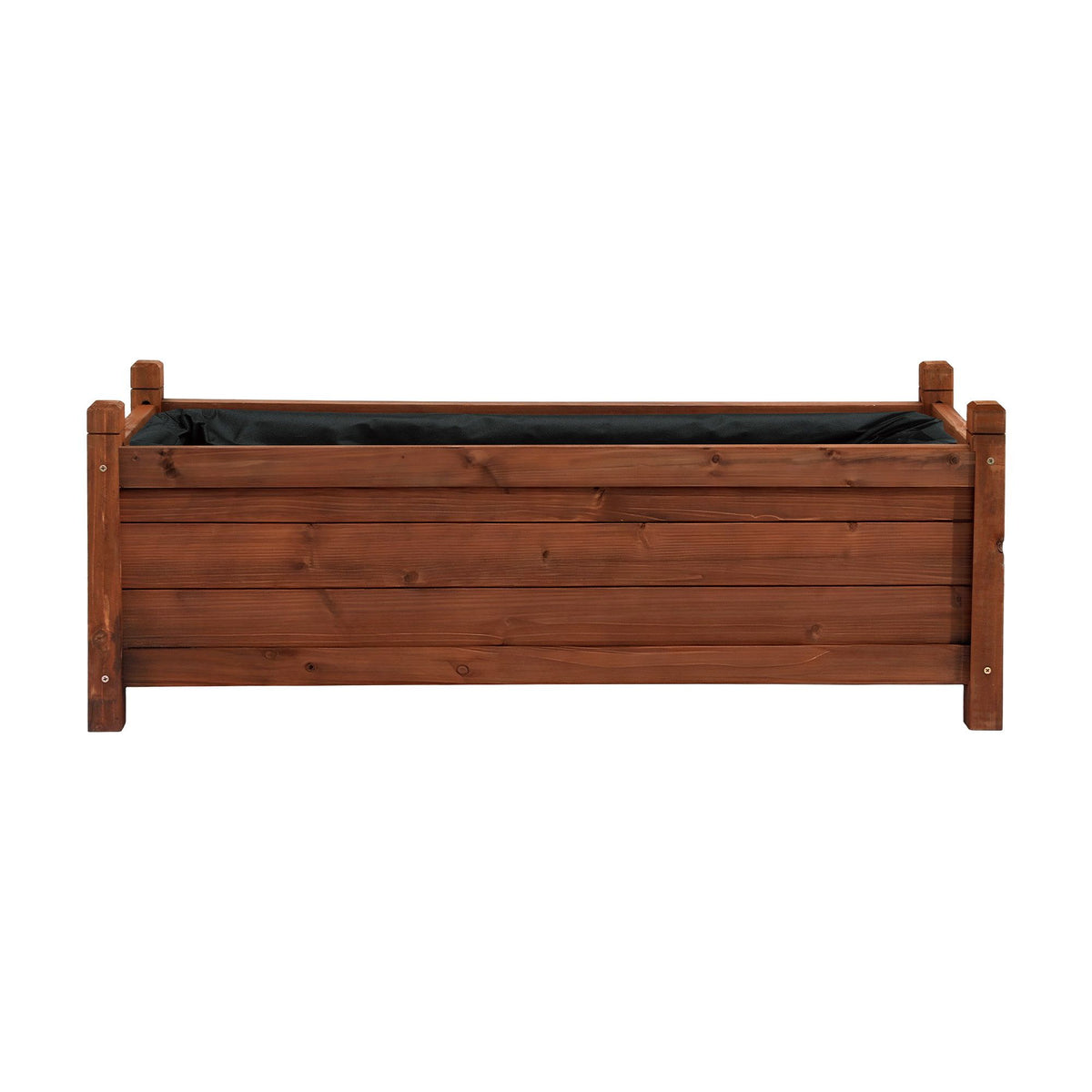 Green Fingers Garden Bed Wooden Planter Box Raised Container Growing 90x30x33cm Brown