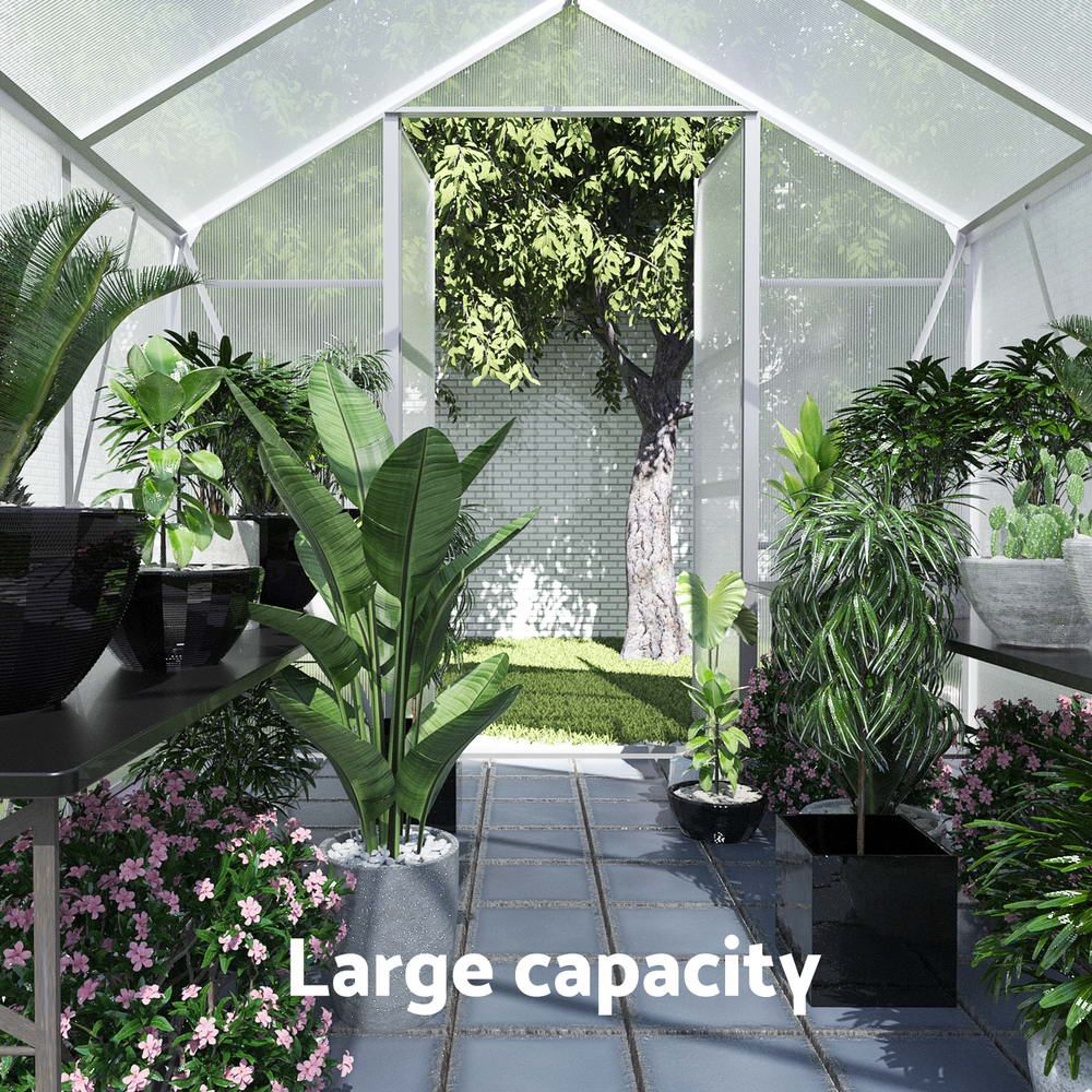 Green Fingers Greenhouse 6.03x2.44x2.68M Double Doors Aluminium Green House Garden Shed