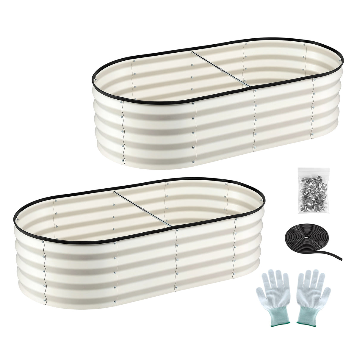 Green Fingers Raised Garden Bed 2 Pack Galvanised Planter Box Rust Resistant 120x60x30cm White