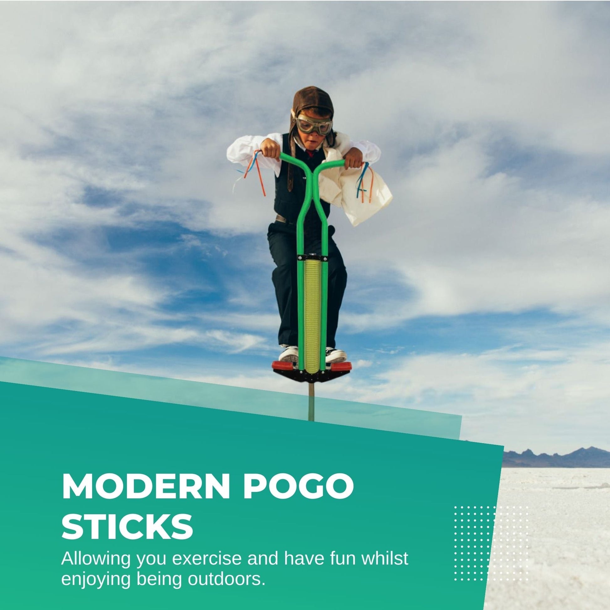 Green Pogo Stick Kids - Childrens Jumping Jackhammer Exercise Hopper Toy