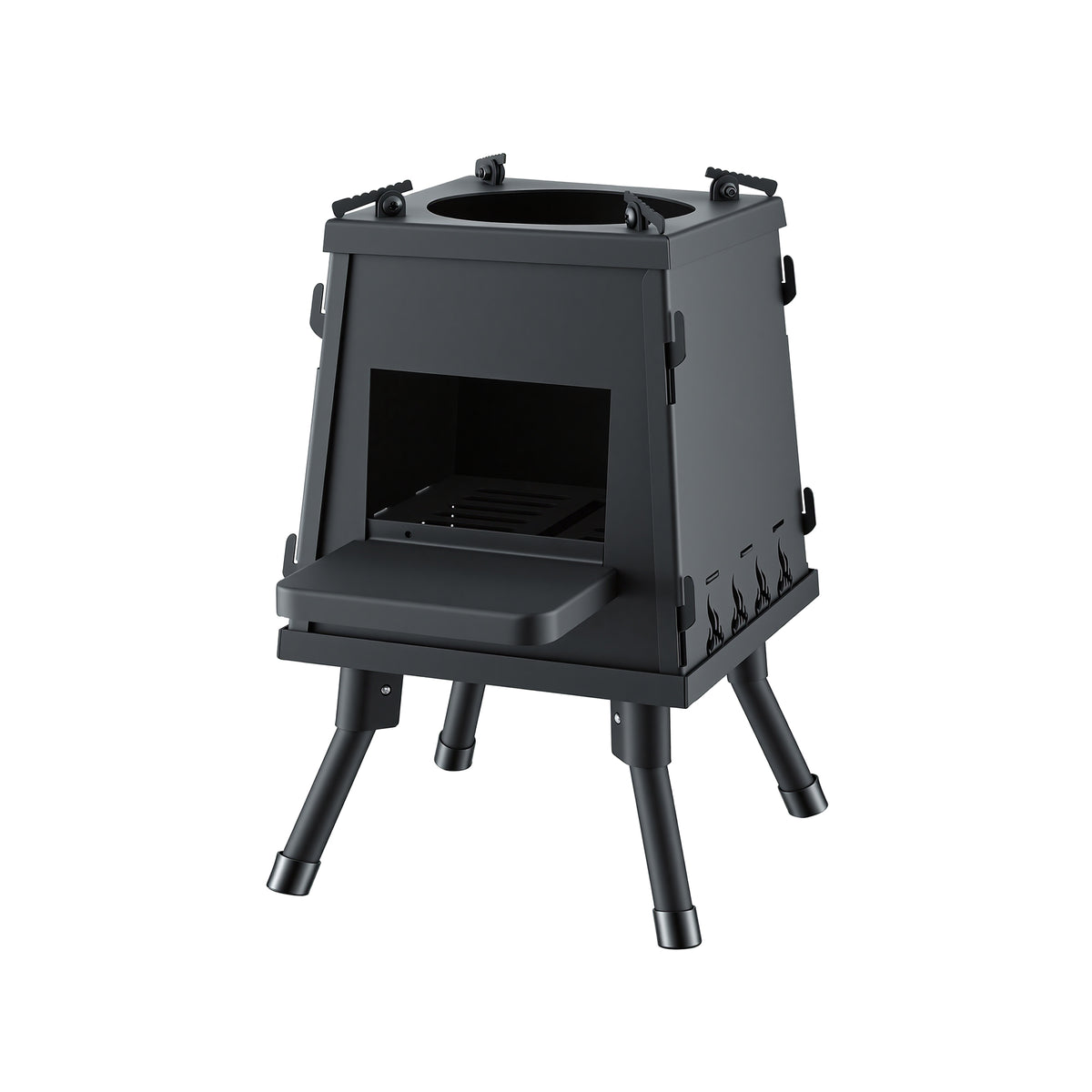 Grillz Fire Pit BBQ Portable Outdoor Fireplace Metal Camping Stove for Boiling Water, BBQ, Picnics