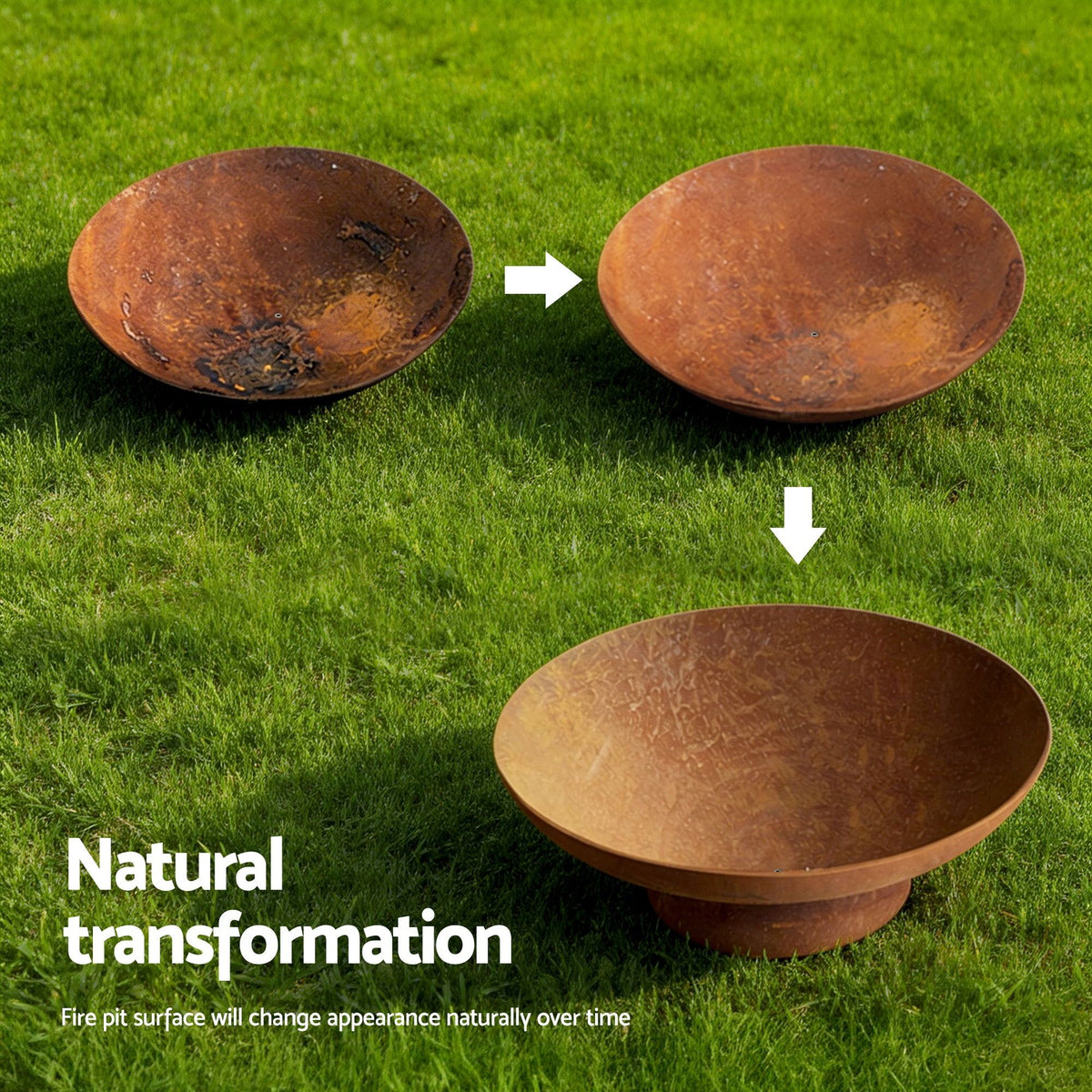 Grillz Fire Pit Bowl Cast Iron Rustic 70cm