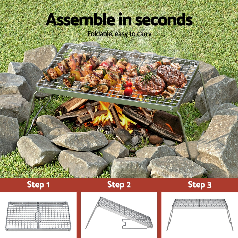 Grillz Portable BBQ Grill Charcoal Smoker Foldable Camping Outdoor