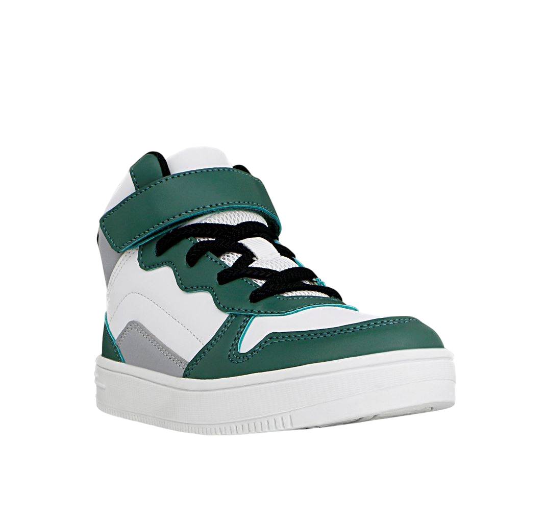 Grosby Hoop Hi B Green Boys Sneakers Kids Lace Up Basketball Shoes