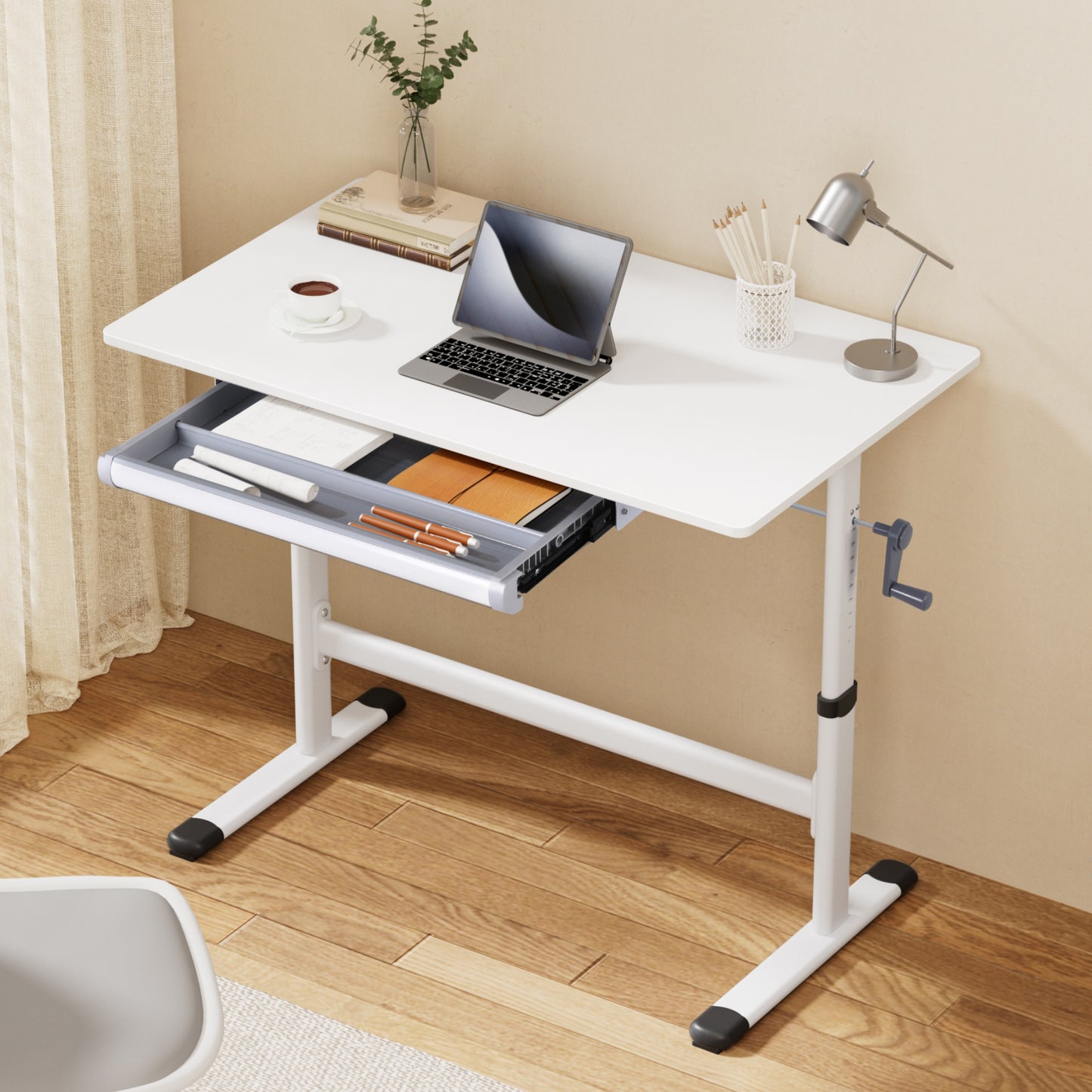 Artiss Standing Desk Height Adjustable Workstation Computer Desks Study 100CM White