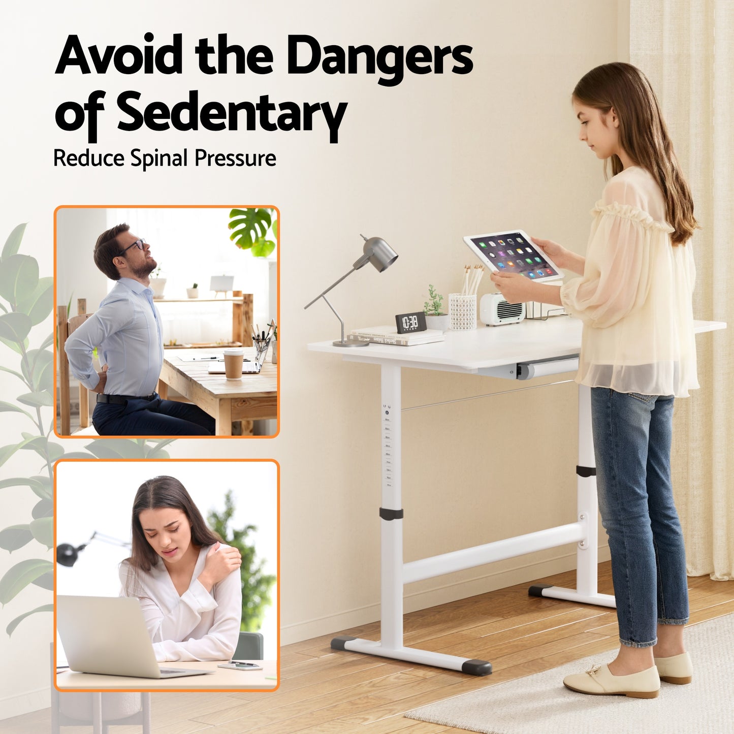 Artiss Standing Desk Height Adjustable Workstation Computer Desks Study 100CM White