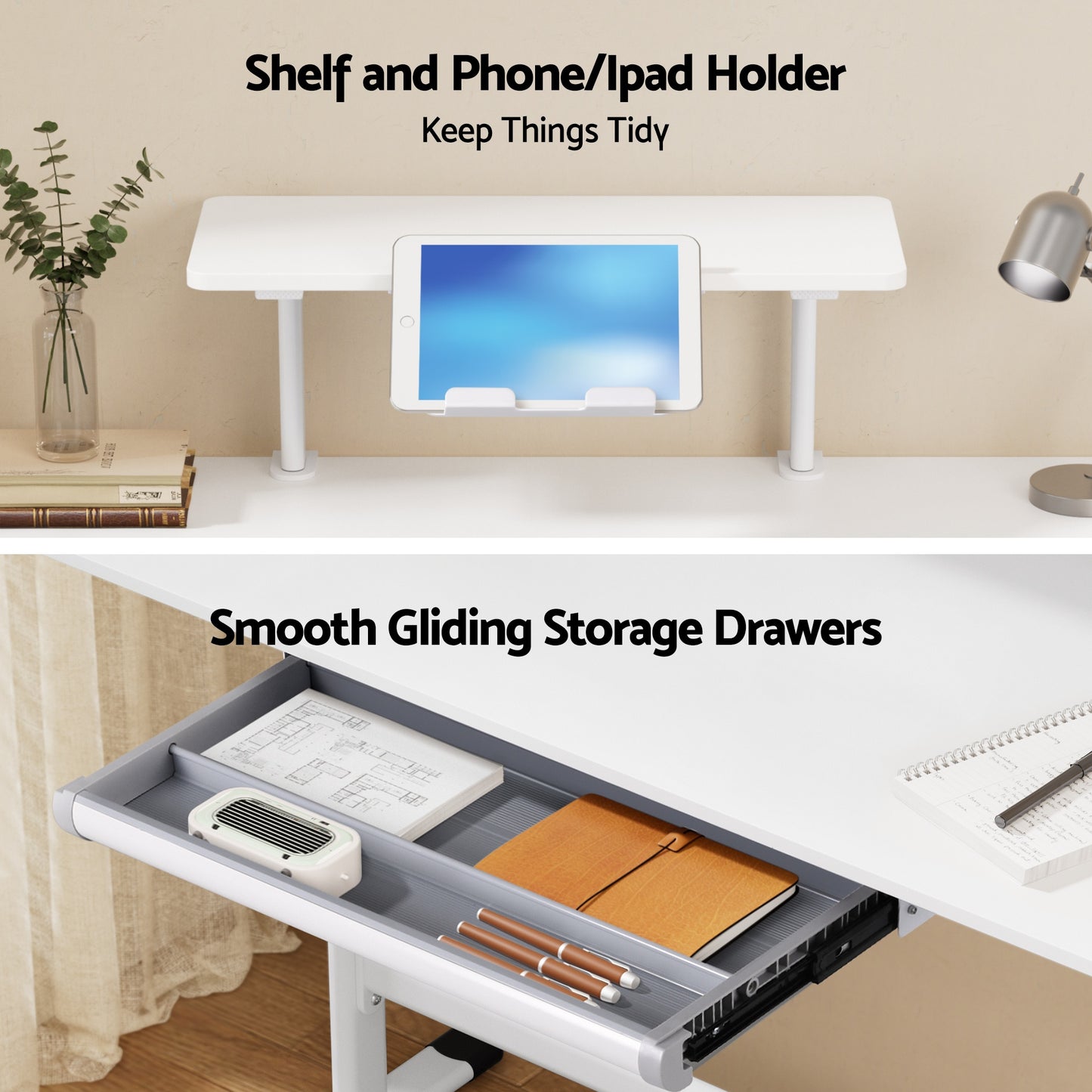 Artiss Standing Desk Height Adjustable Workstation Computer Desks Study 120CM White