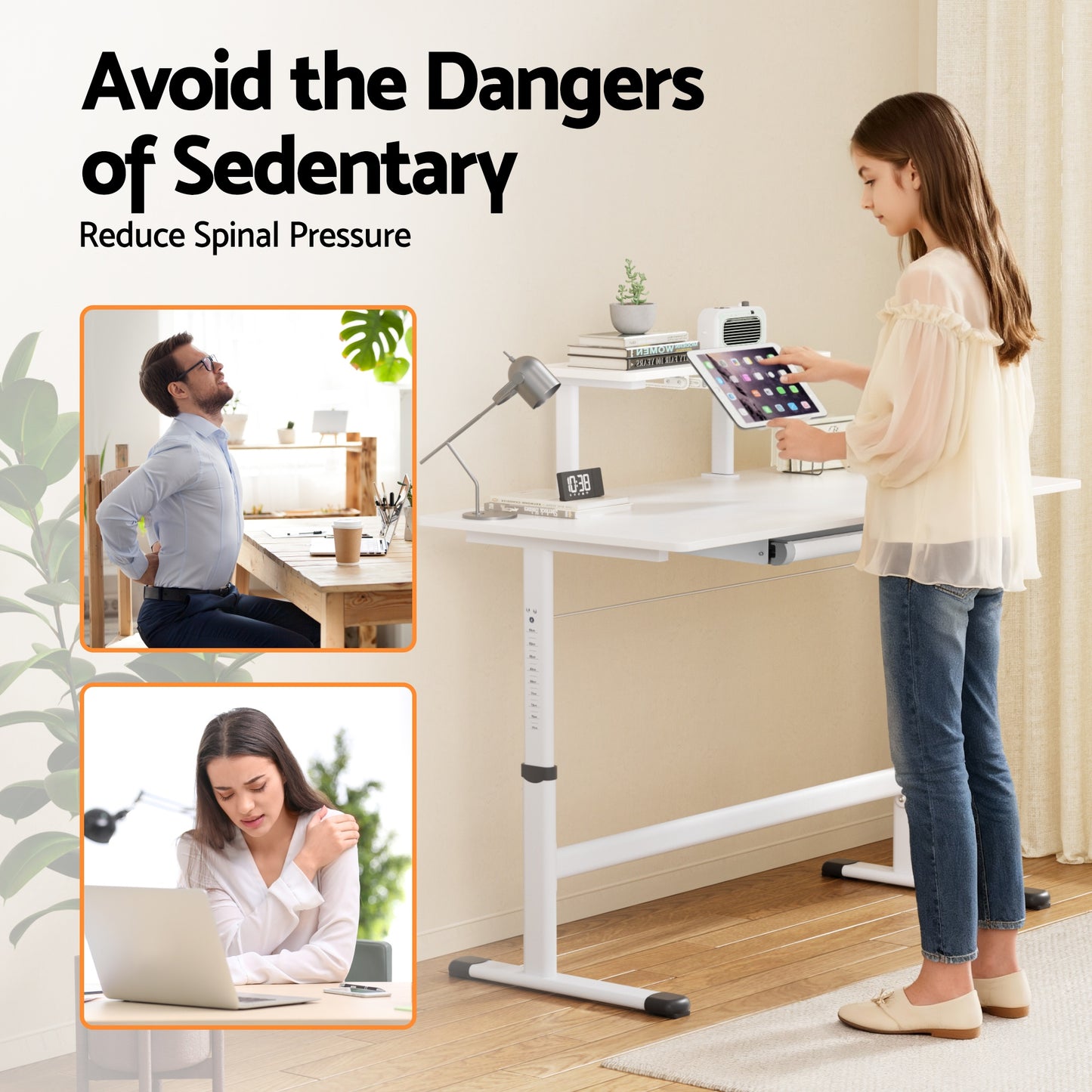 Artiss Standing Desk Height Adjustable Workstation Computer Desks Study 120CM White