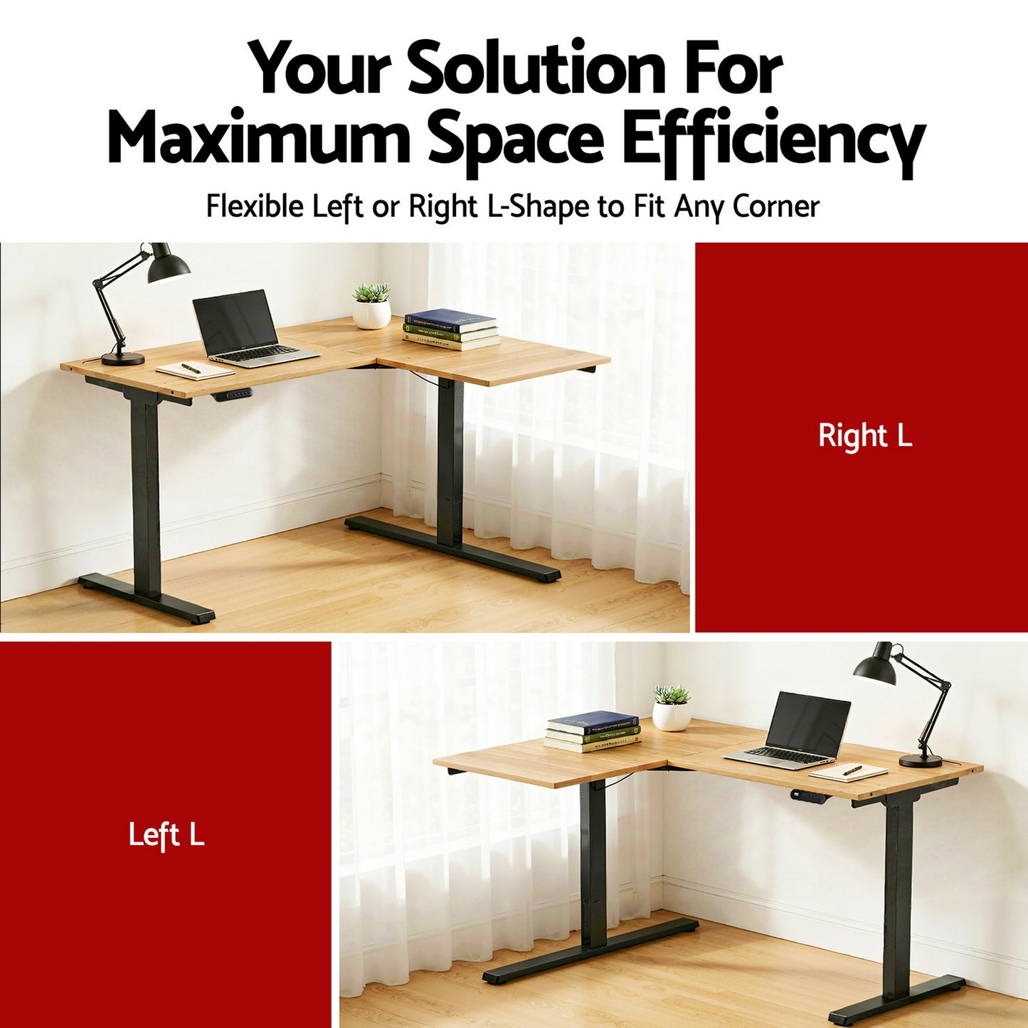 Artiss L-Shape Electric Standing Desk Sit Stand Up Height Adjustable Motorised