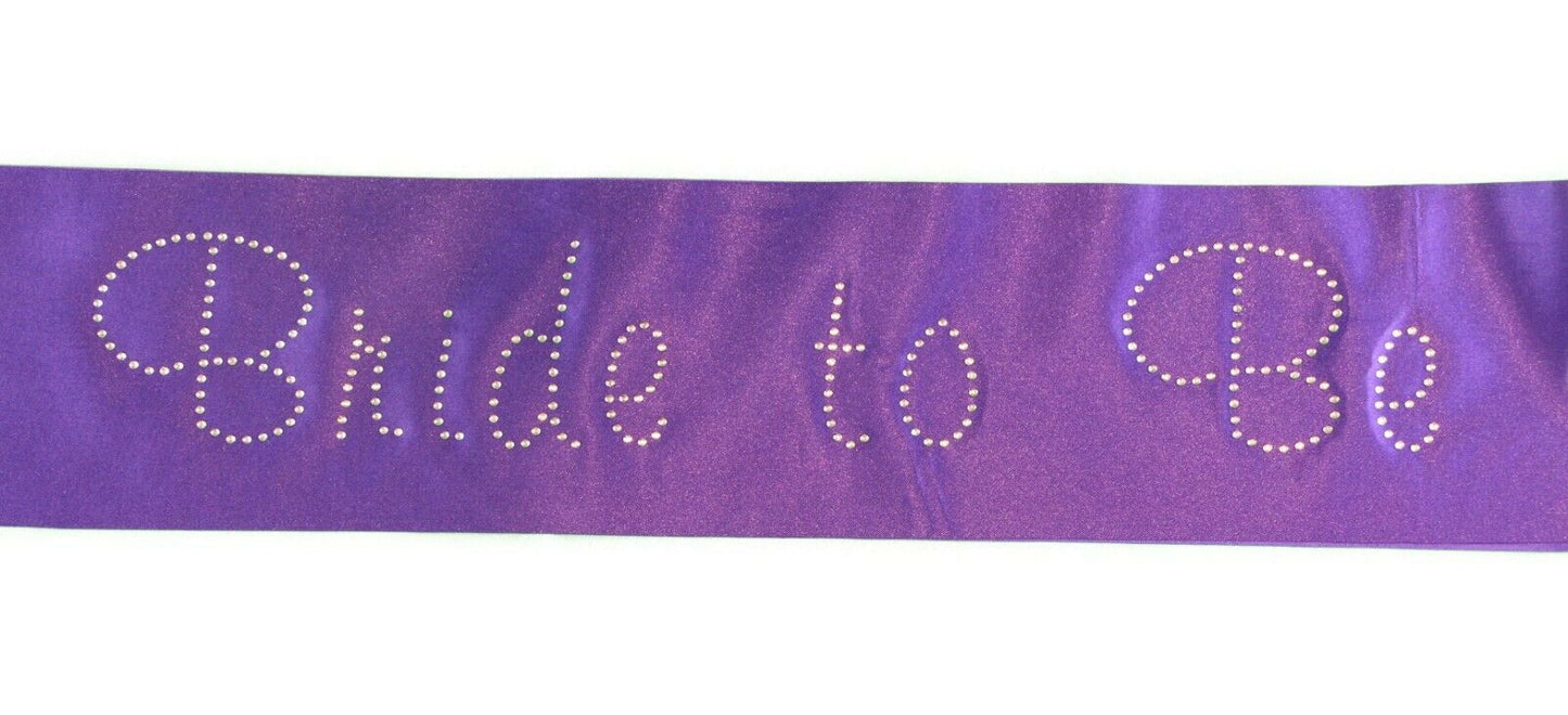 Hens Sash Diamante Crystal Sashes Bridal - Purple