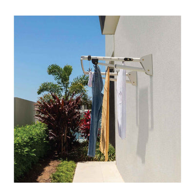 Hills Mini Frame Folding Clothesline Surfmist 8.4m Mounted Washing Clothes Line