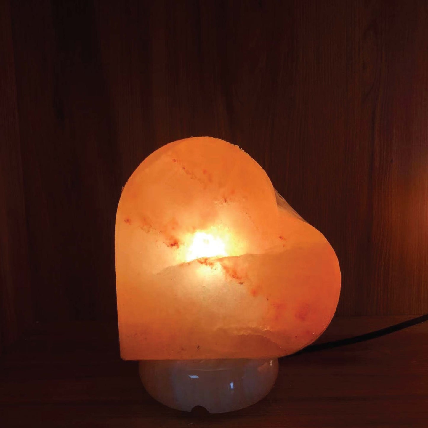 Himalayan Pink Salt Lamp - 12V 12W Love Heart Shape Carved Crystal Rock