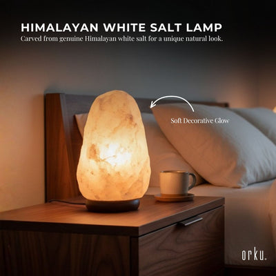 Orku 1-2Kg Himalayan White Salt Lamp - Natural Rock Shape Night Light