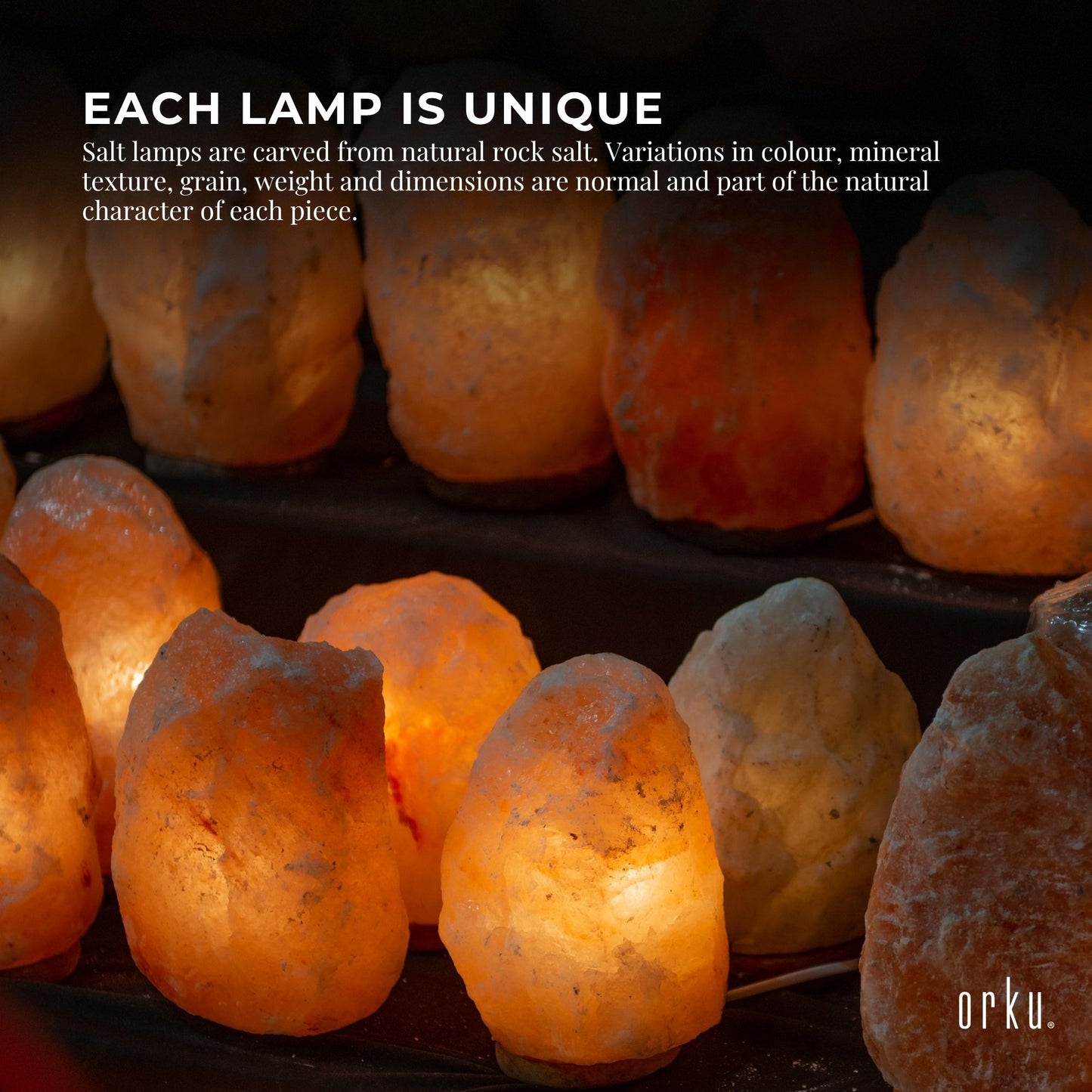 Orku Himalayan Pink Salt Lamps - All Sizes - Natural Rock Shape Night Light