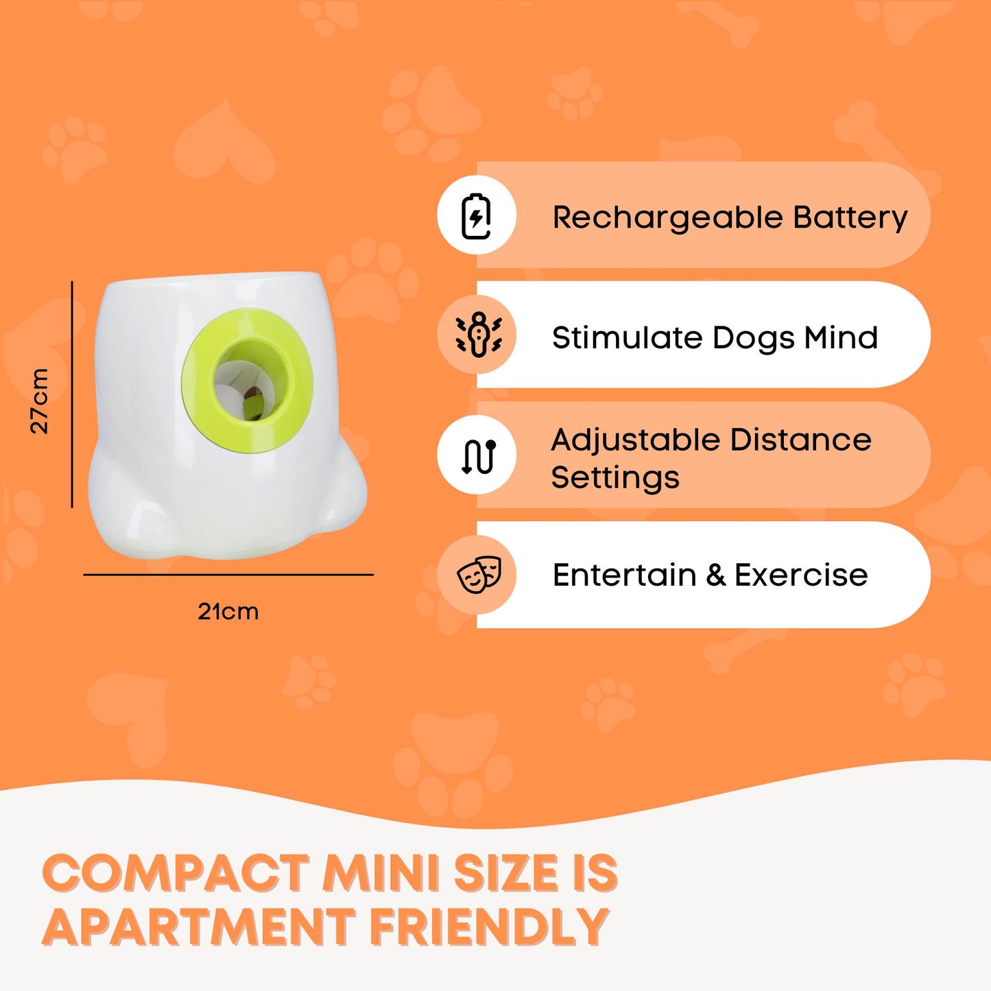 Hyper Fetch Mini Dog Ball Launcher - Automatic Interactive Indoor Small Pet Toy