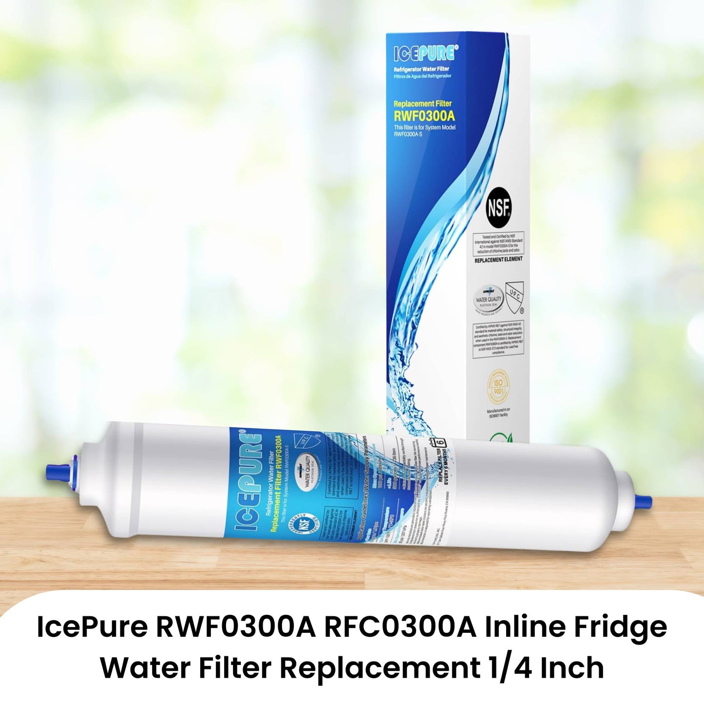 IcePure RWF0300A RFC0300A Inline Fridge Water Filter Replacement 1/4 Inch