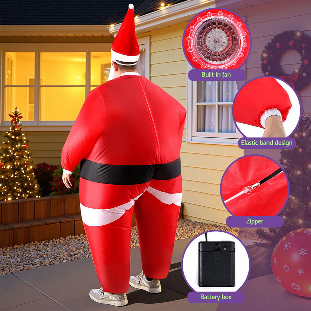 Inflatable Christmas Santa Claus Costume Adult Suit Blow Up Party Fancy Dress Xmas Cosplay