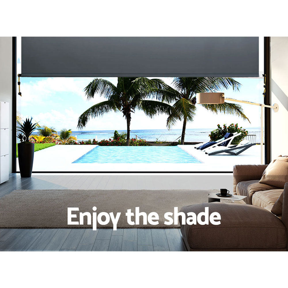 Instahut 2.4X2.5M Outdoor Blinds Awning Roll Down Canopy Retractable Outdoor Blinds Window Shade Grey