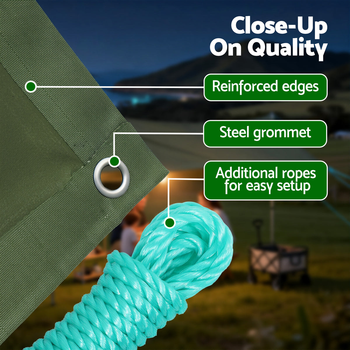 Instahut 3x4m Tarp Tarpaulin 600GSM Camping Canvas Heavy Duty Water Resistant