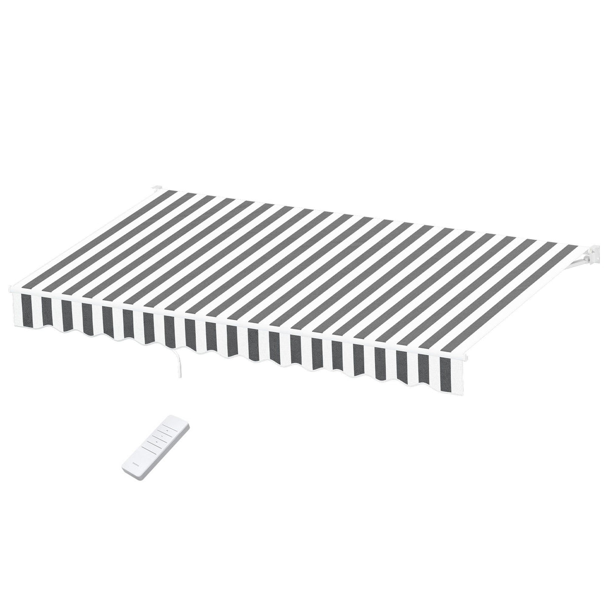 Instahut Retractable Folding Arm Awning Motorised Sunshade 4.5Mx3M Grey White