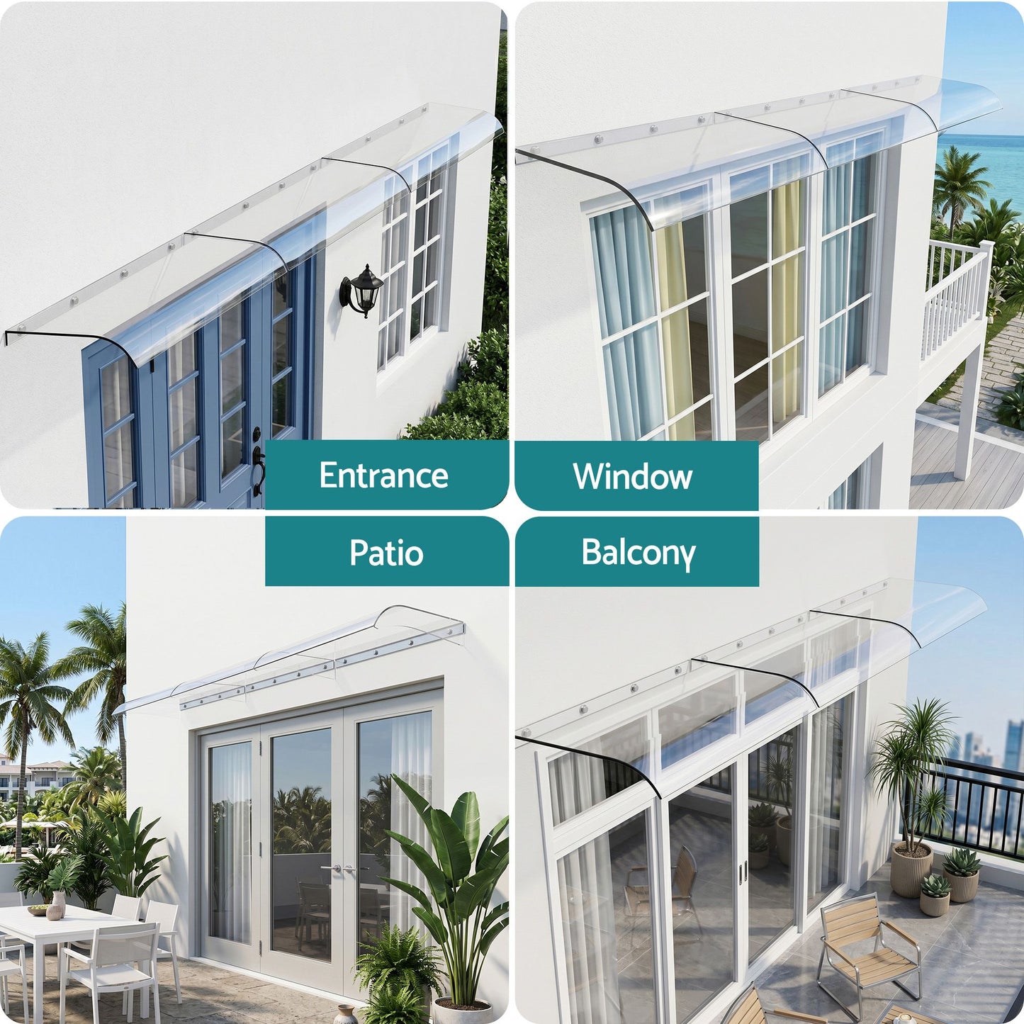 Instahut Window Door Awning 0.4mx3m Transparent