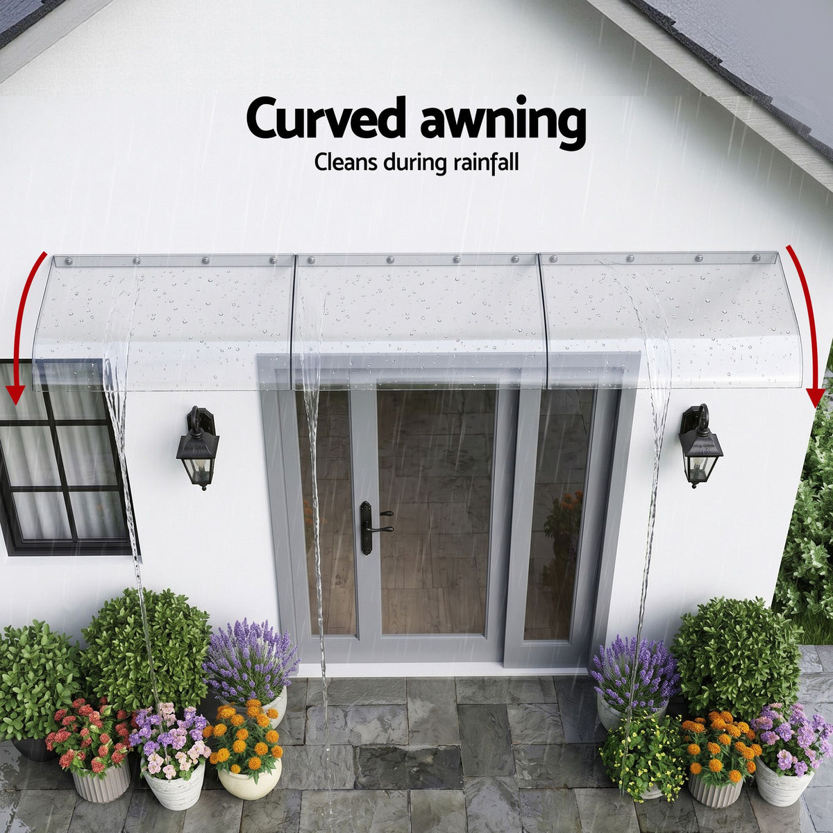 Instahut Window Door Awning 0.4mx3m Transparent