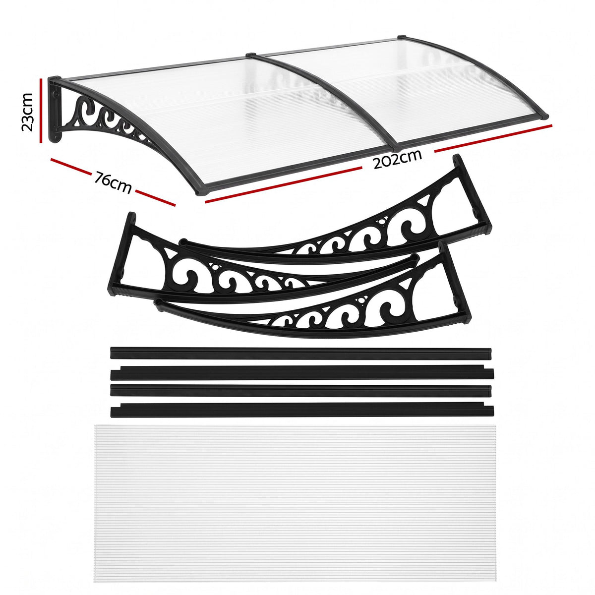 Instahut Window Door Awning 0.8mx2m Transparent