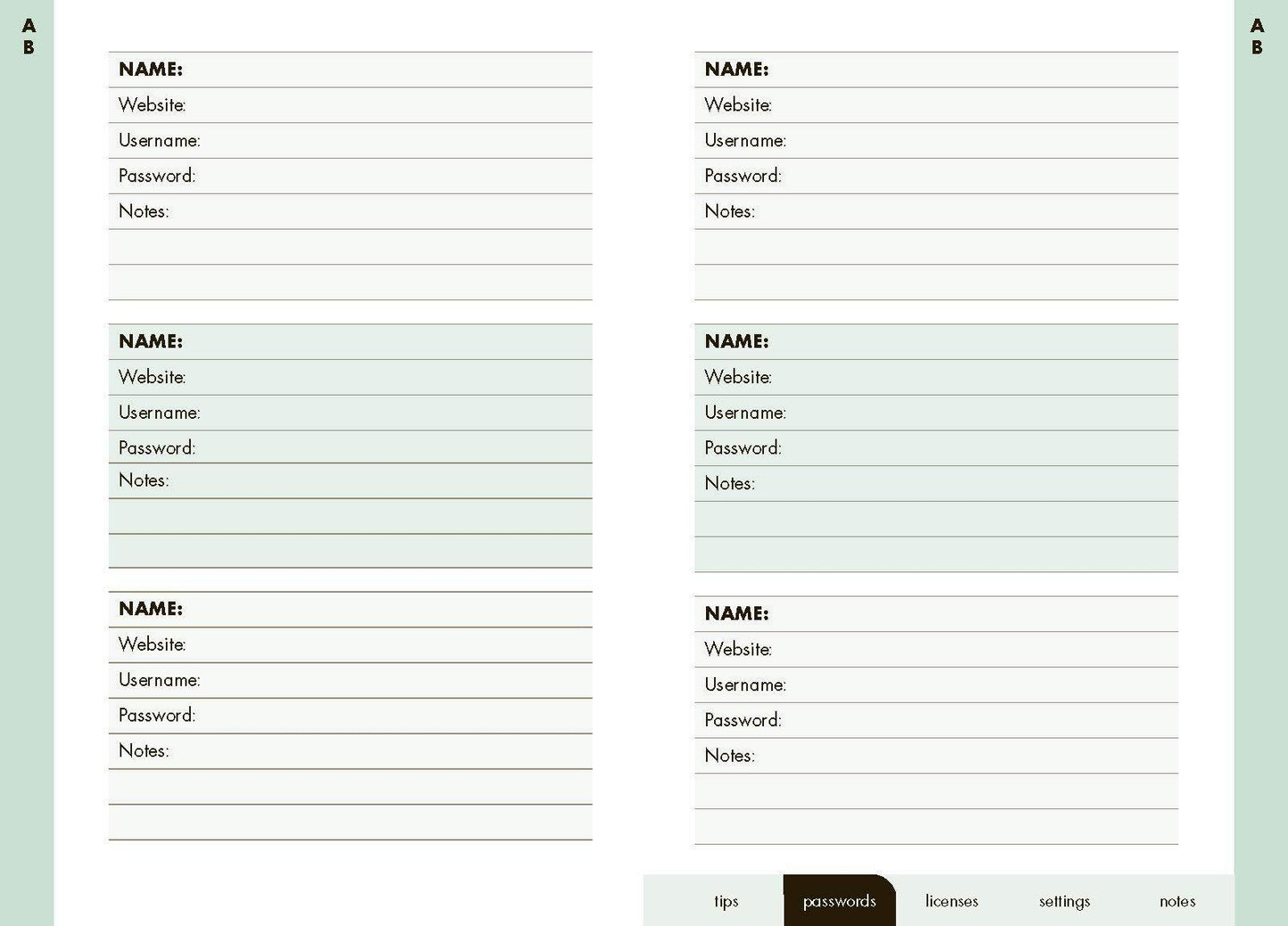 Internet Password Book